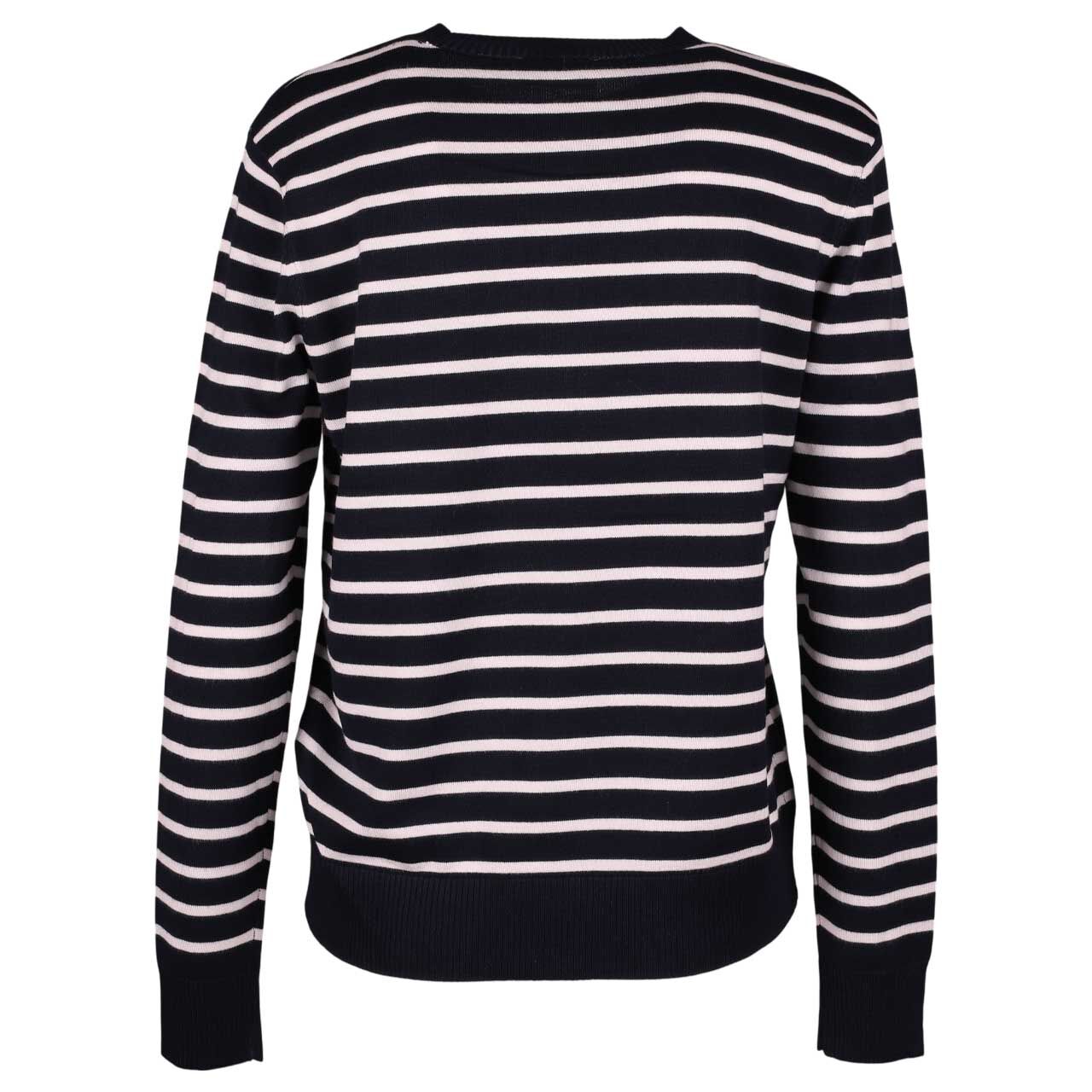 Damen Pullover Basic Sweater Stripes von Street One in Dunkelblau gestreift, Rückansicht