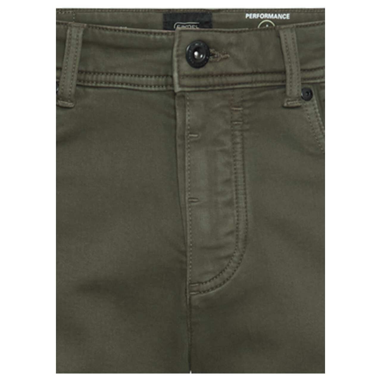 Stretch Herren Baumwollhose Woodstock fleXXX von Camel active in Olivgrün, detaillierte Ansicht vorne