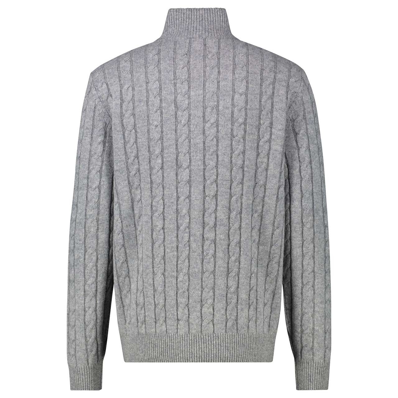 Herren Pullover Troyer von Lerros in Hellgrau meliert, Rückansicht