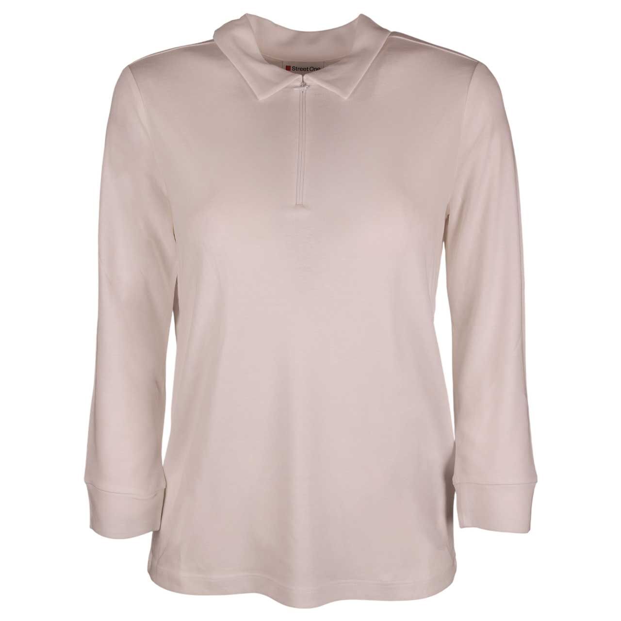 Street One Damen 3/4 Arm Poloshirt Basic Zipper off white