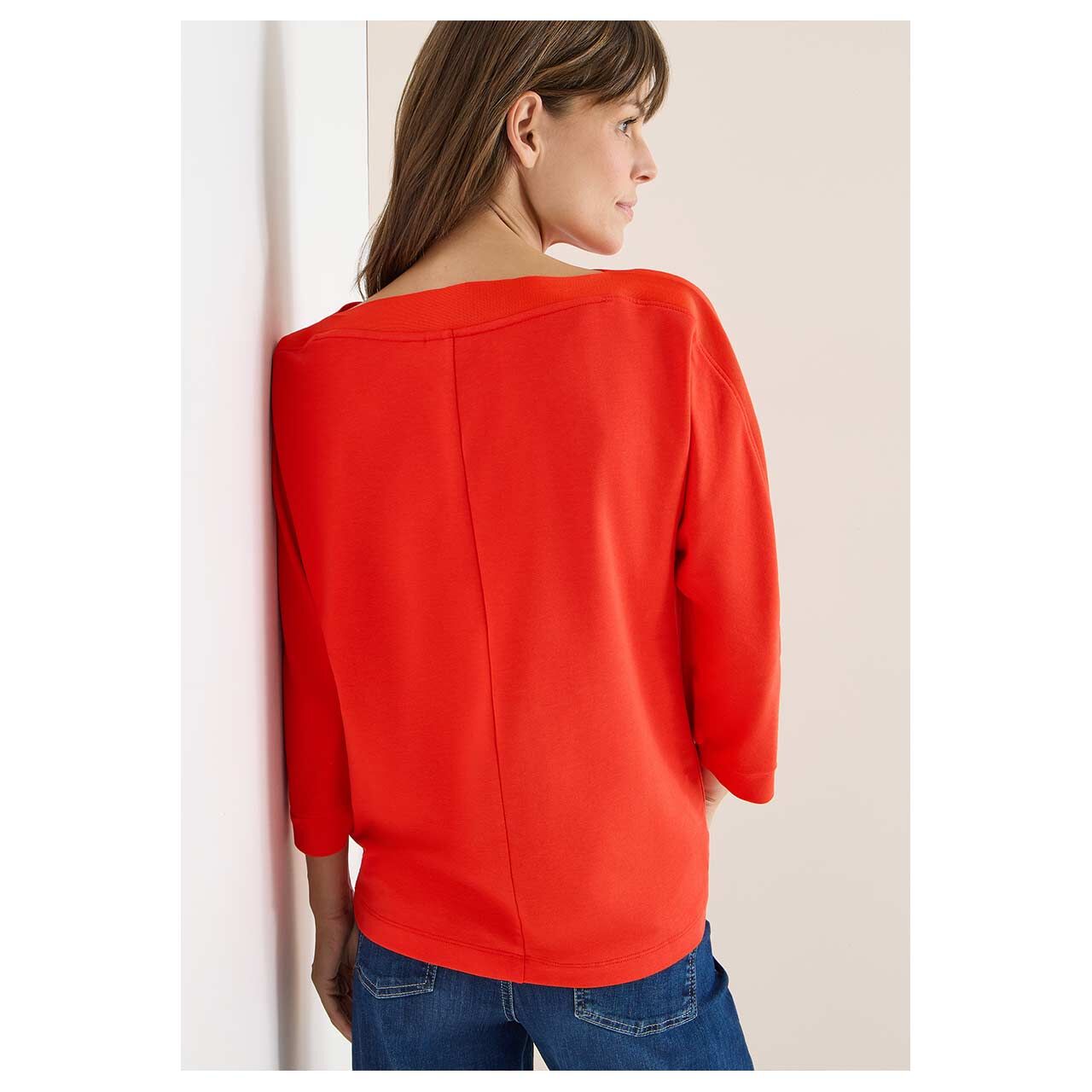 Damen 3/4 Arm Shirt Batwing von Cecil in Orange-Rot, Rückansicht am Model