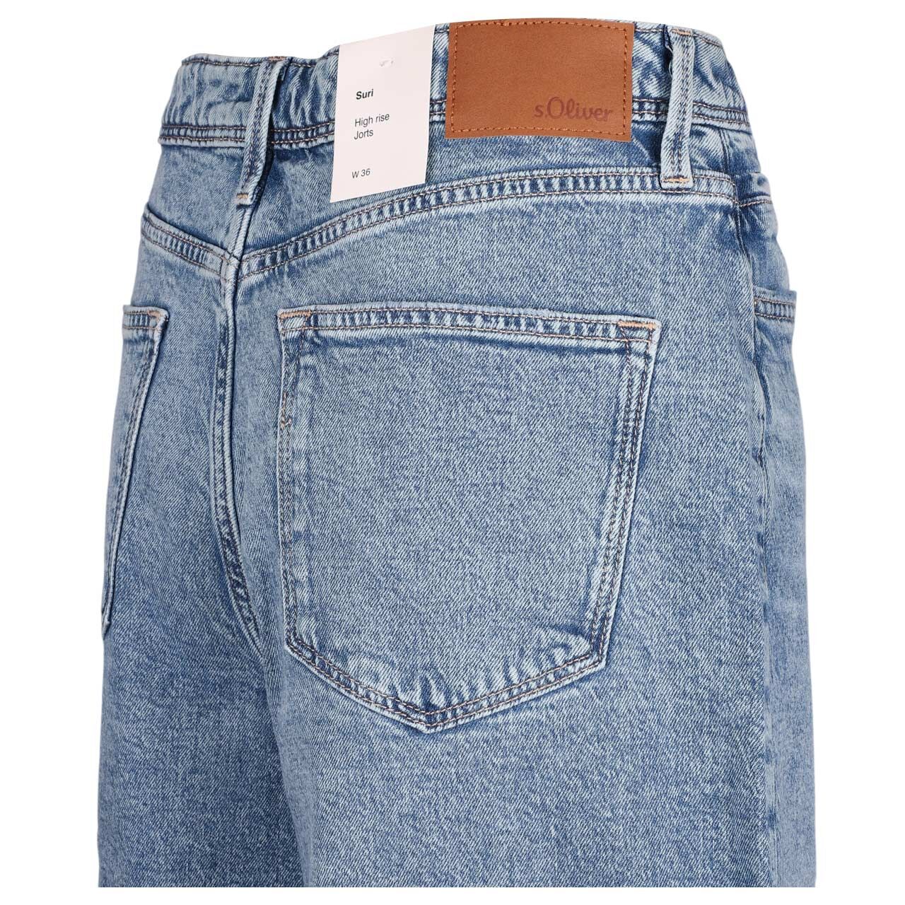 Stretch Damen Bermuda Jeans Suri von s.Oliver in Blau angewaschen, detaillierte Rückansicht