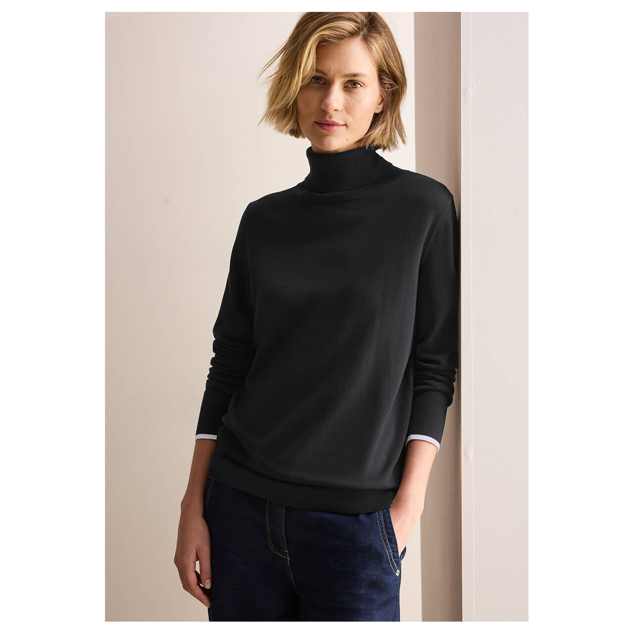 Cecil Damen Rollkragen Pullover Basic Roll Neck black