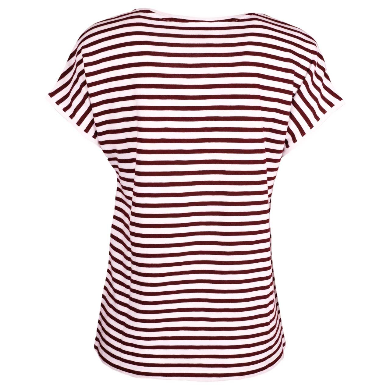 Damen T-Shirt von Comma in Dunkelrot gestreift, Rückansicht