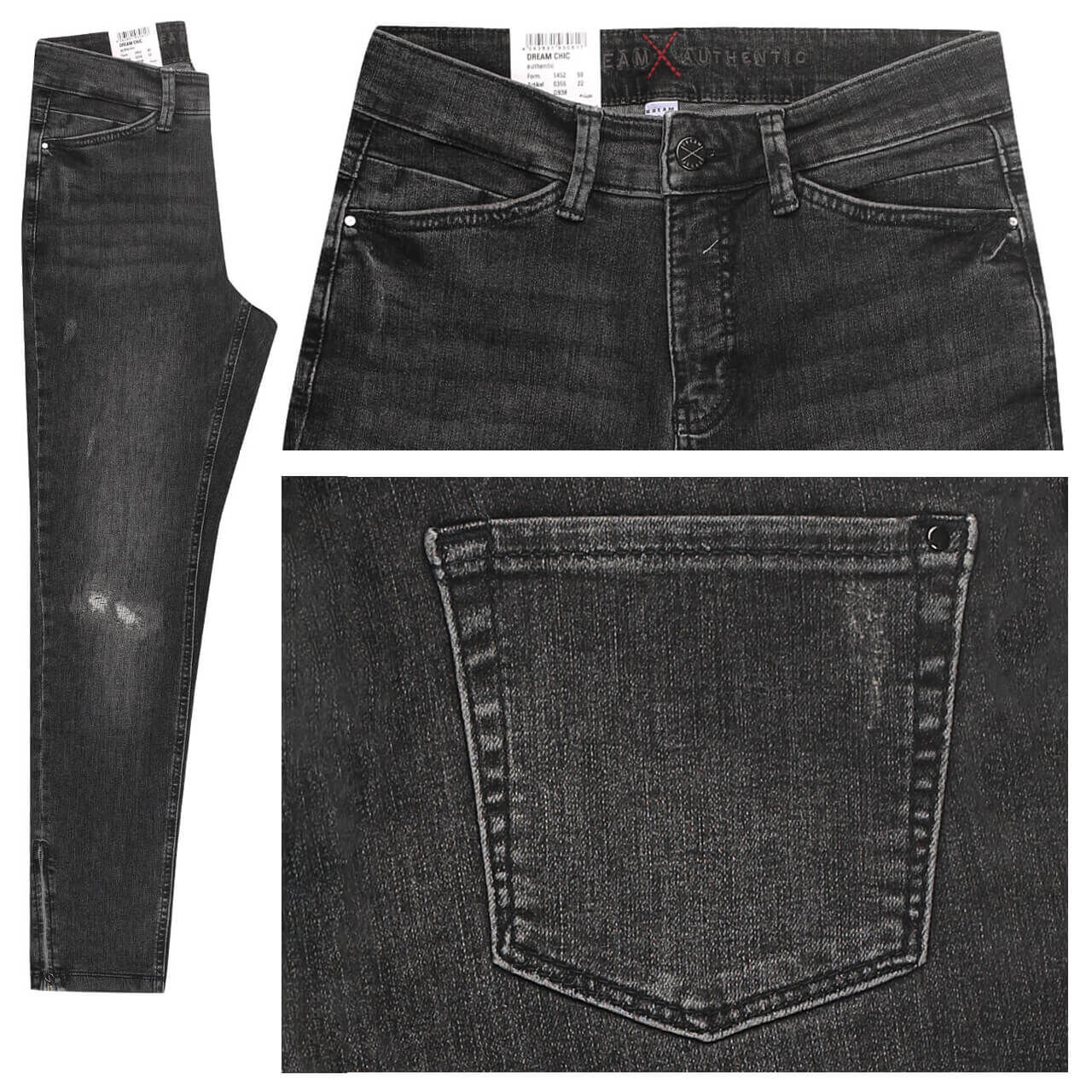 MAC Jeans Dream Chic 7/8 für Damen in Grau mit Destroyed-Effekten, FarbNr.: D938