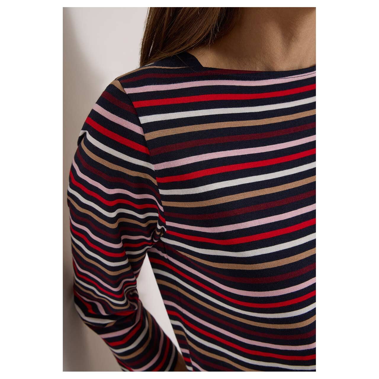 Cecil Damen 3/4 Arm Shirt Multi Striped Boatneck urban dark blue