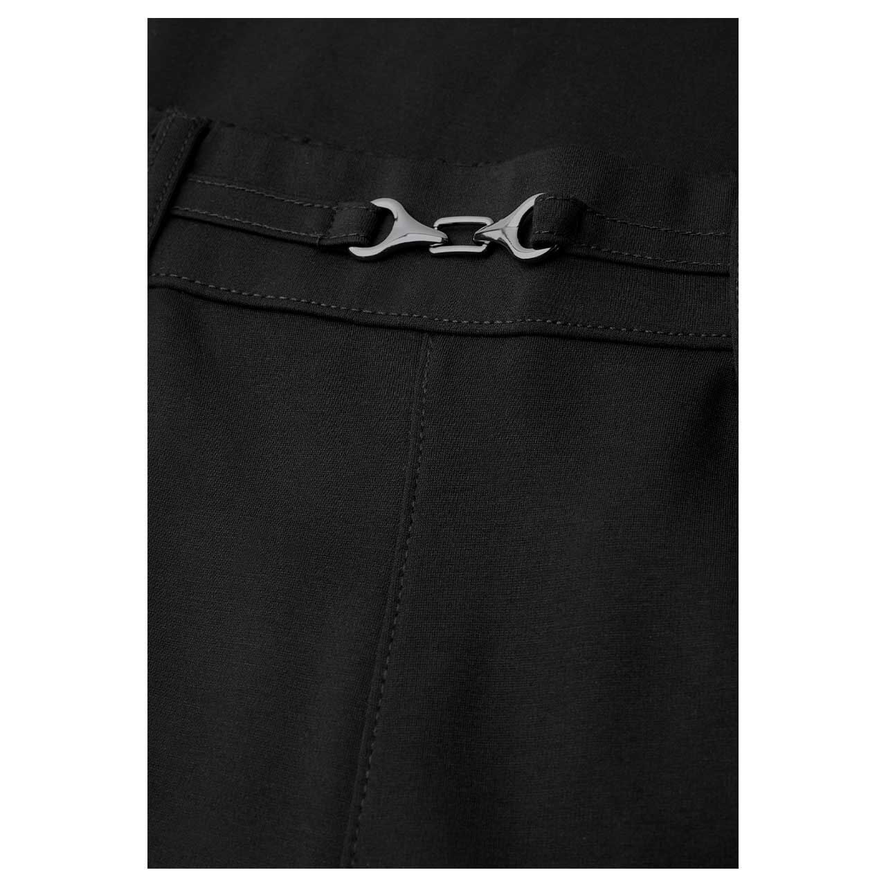 Stretch Damenhose Amalia Straight Leg von Street One in Schwarz, Detailansicht der Schnalle