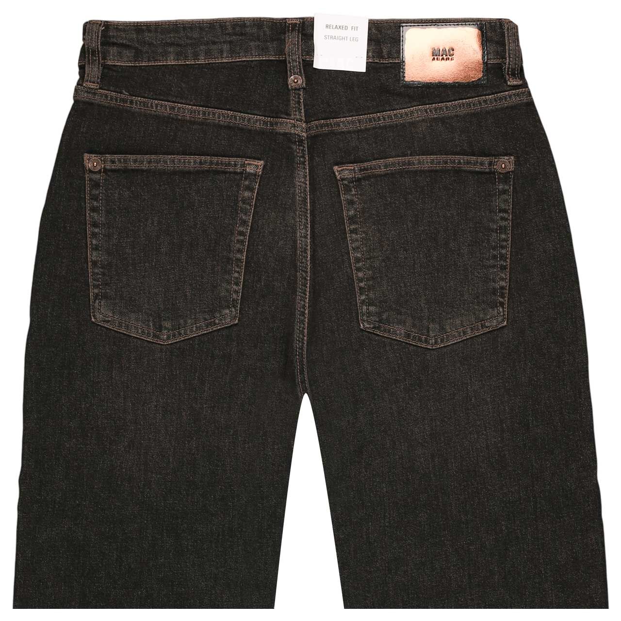 Damen Ankle Jeans Baggy von MAC in Schwarz-Braun verwaschen, detaillierte Rückansicht