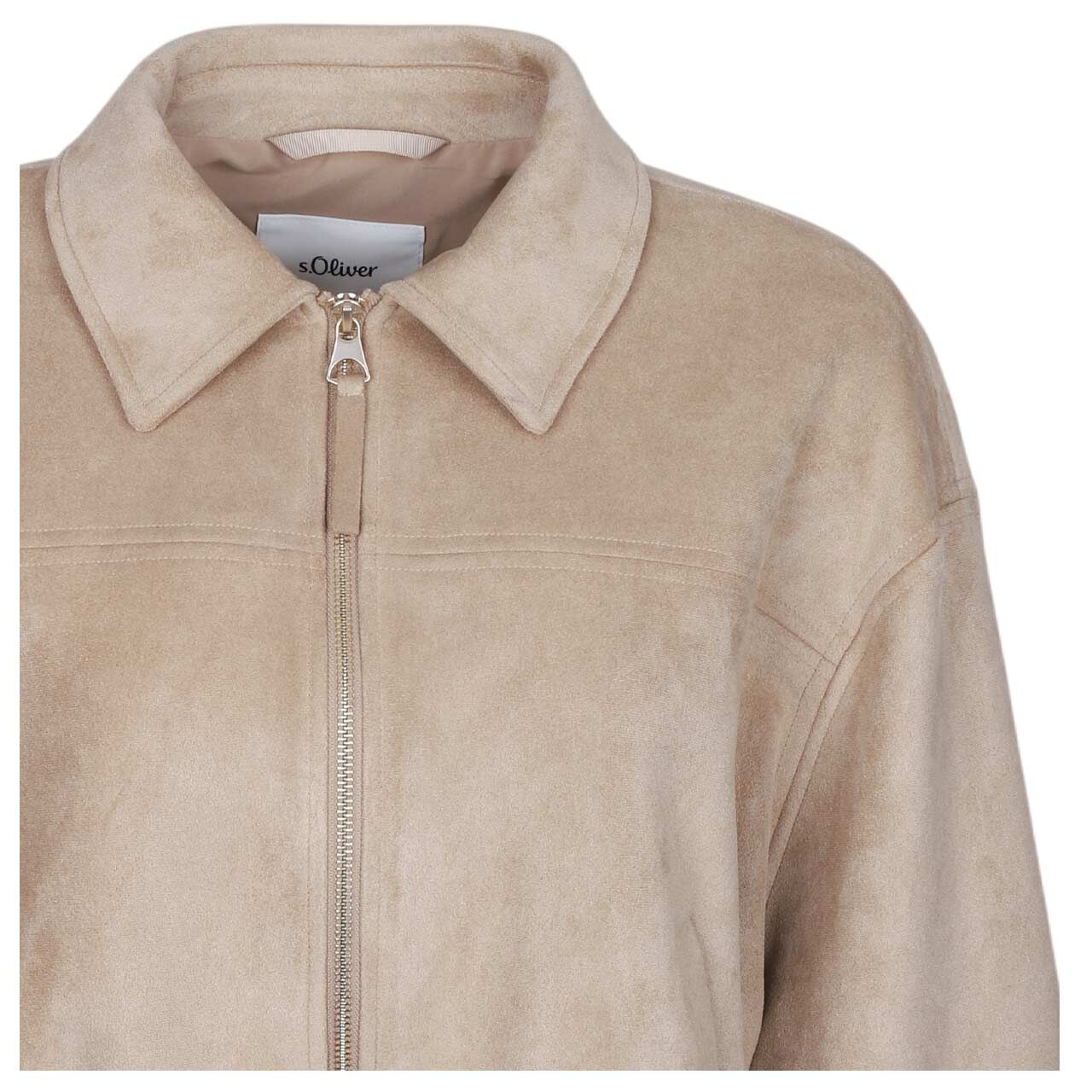 Damen Velours Jacke von s.Oliver in Beige, Detailansicht vorne