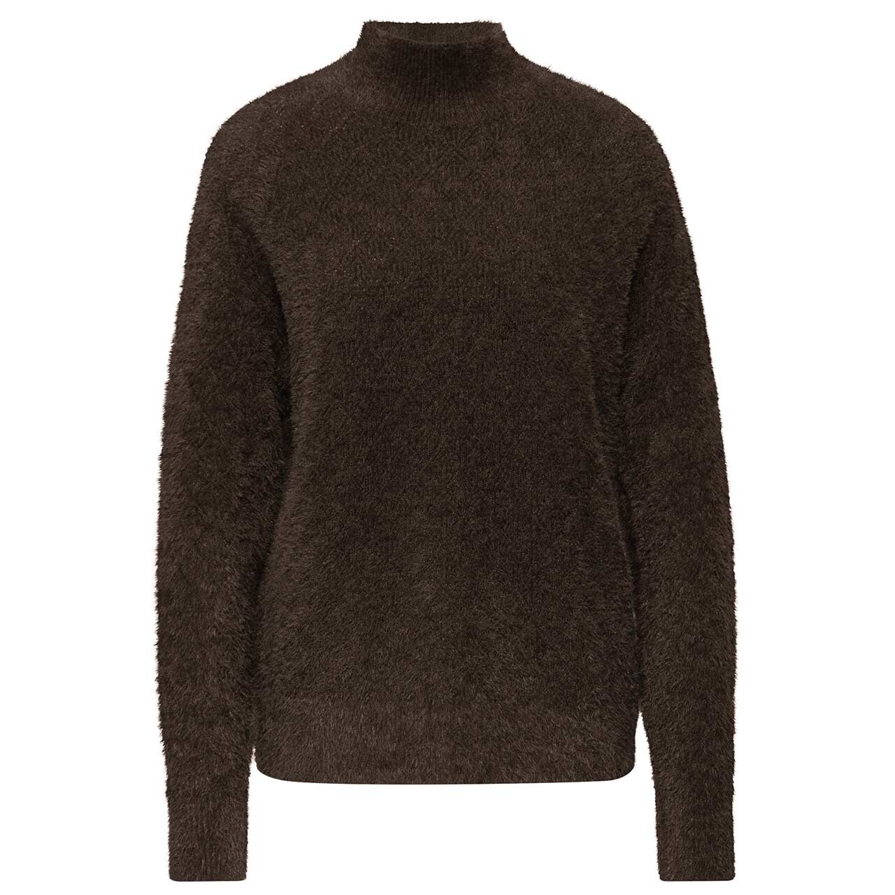 Street One Damen Rollkragen Pullover Fluffy Pointelle Sweater deep roast brown