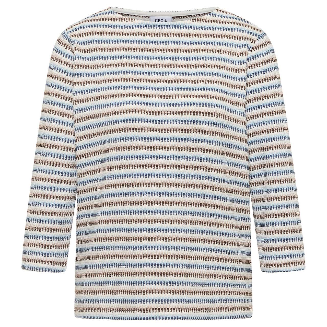 Cecil Damen 3/4 Arm Shirt Multi Stripe Knit sporty denim blue