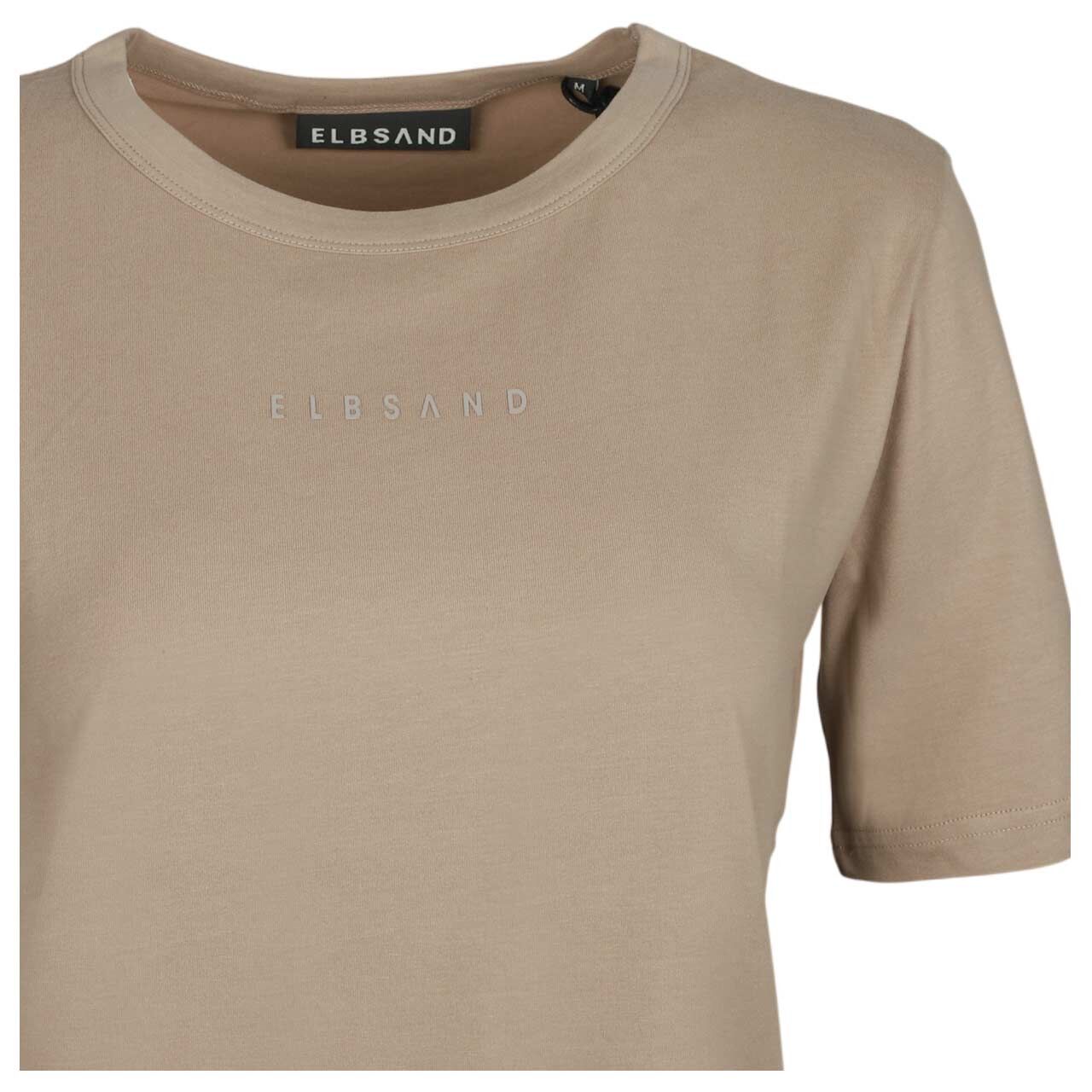 Damen T-Shirt Siva von Elbsand in Hellbraun mit Print, detaillierte Vorderansicht