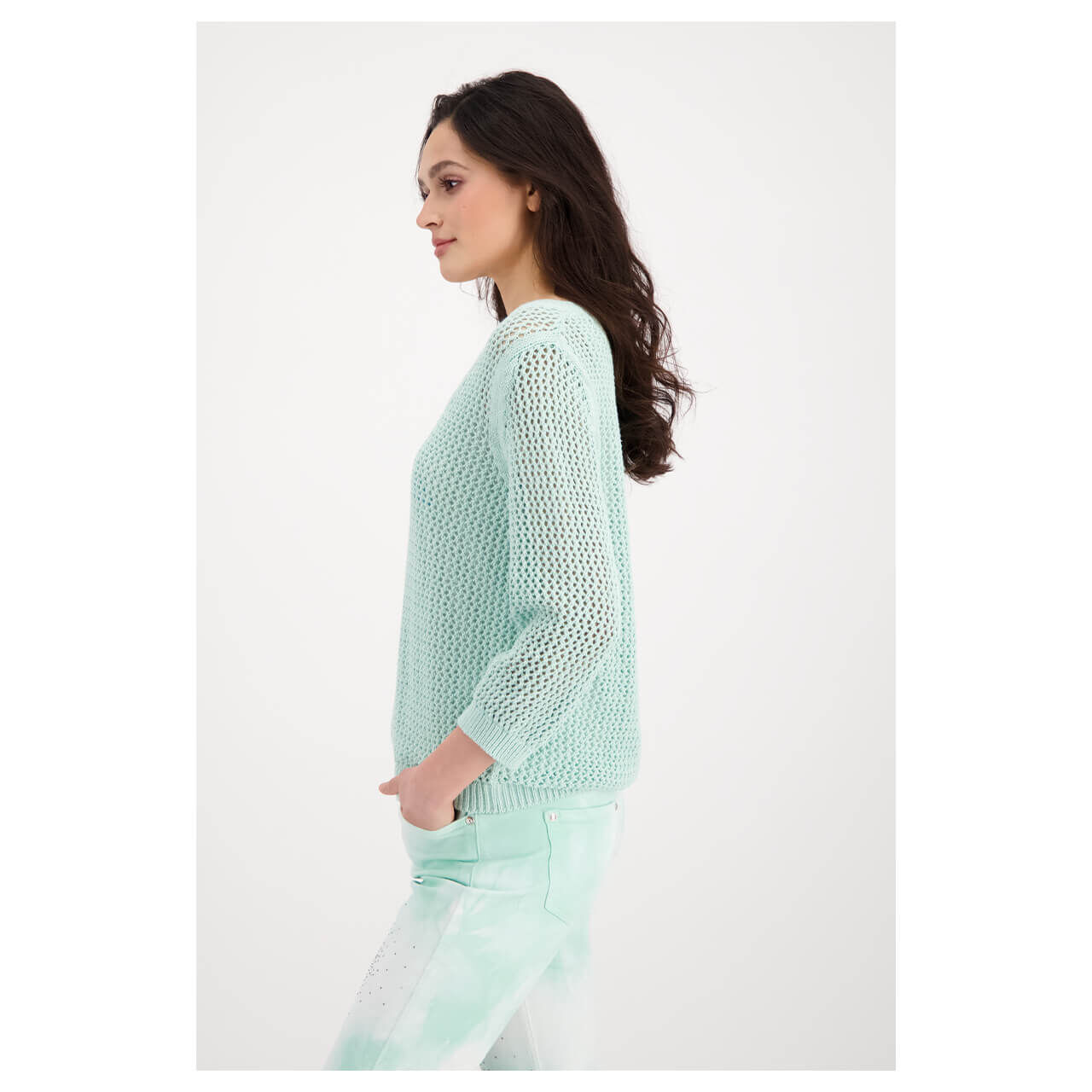 Monari Damen 3/4 Arm Pullover fresh mint