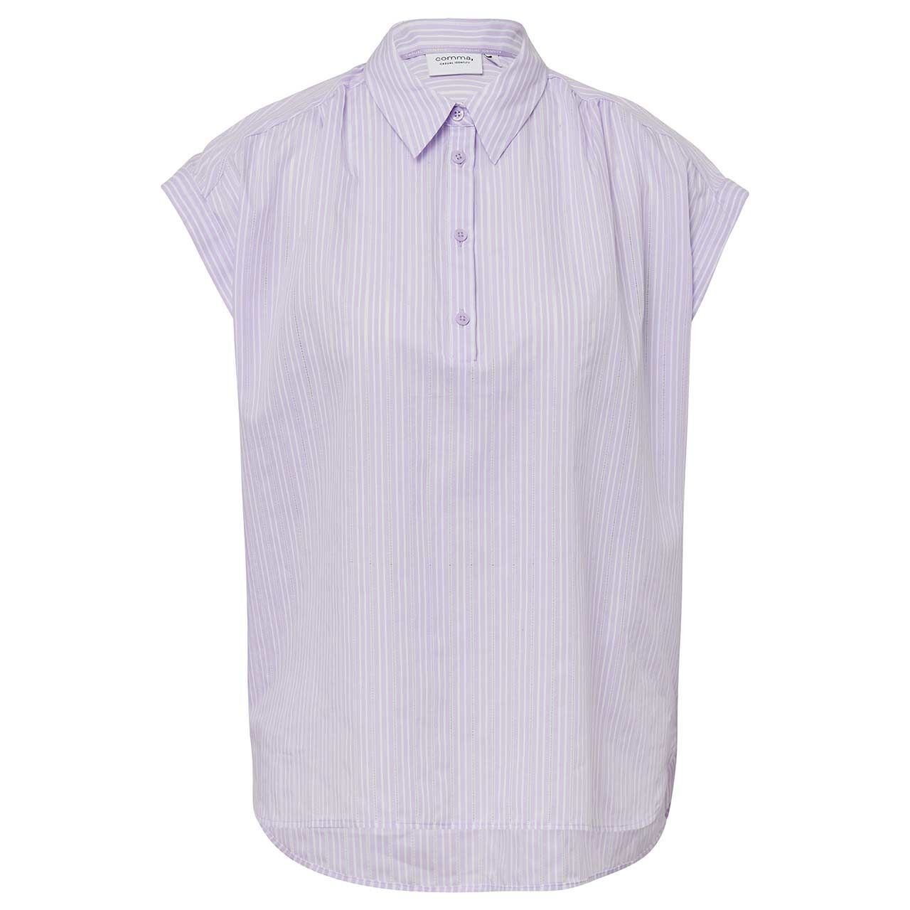 Comma Damen Kurzarm Bluse lilac pink striped