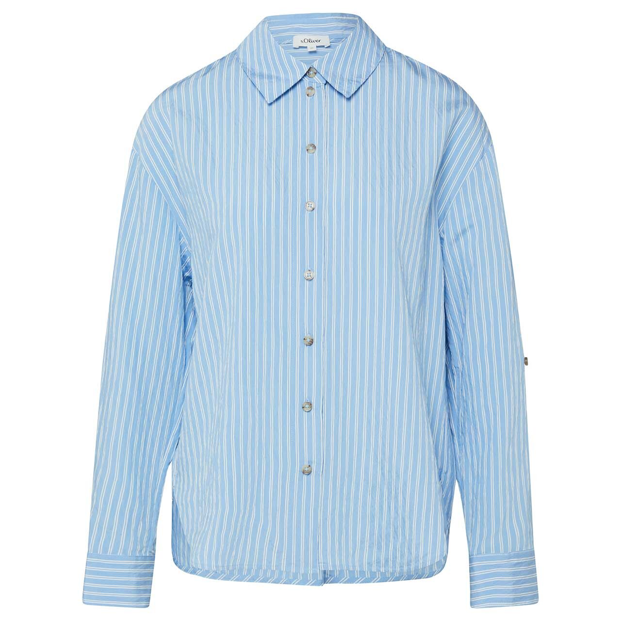 s.Oliver Damen Langarm Bluse light blue stripe