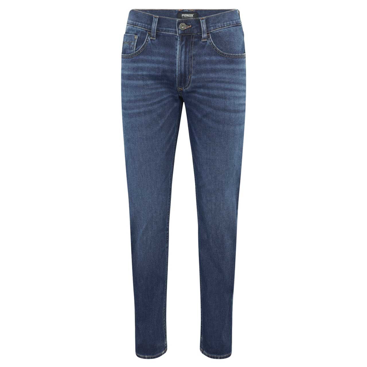 Stretch Herrenjeans Eric Megaflex von Pioneer in Blau angewaschen, Vorderansicht