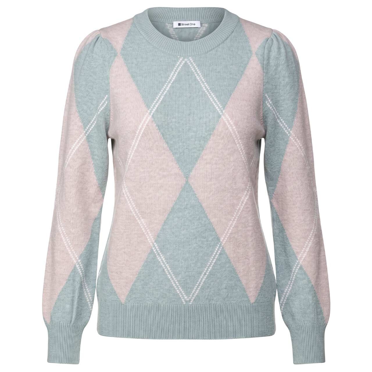 Street One Damen Pullover Cosy Sweater Intarsia eucalyptus green melange print