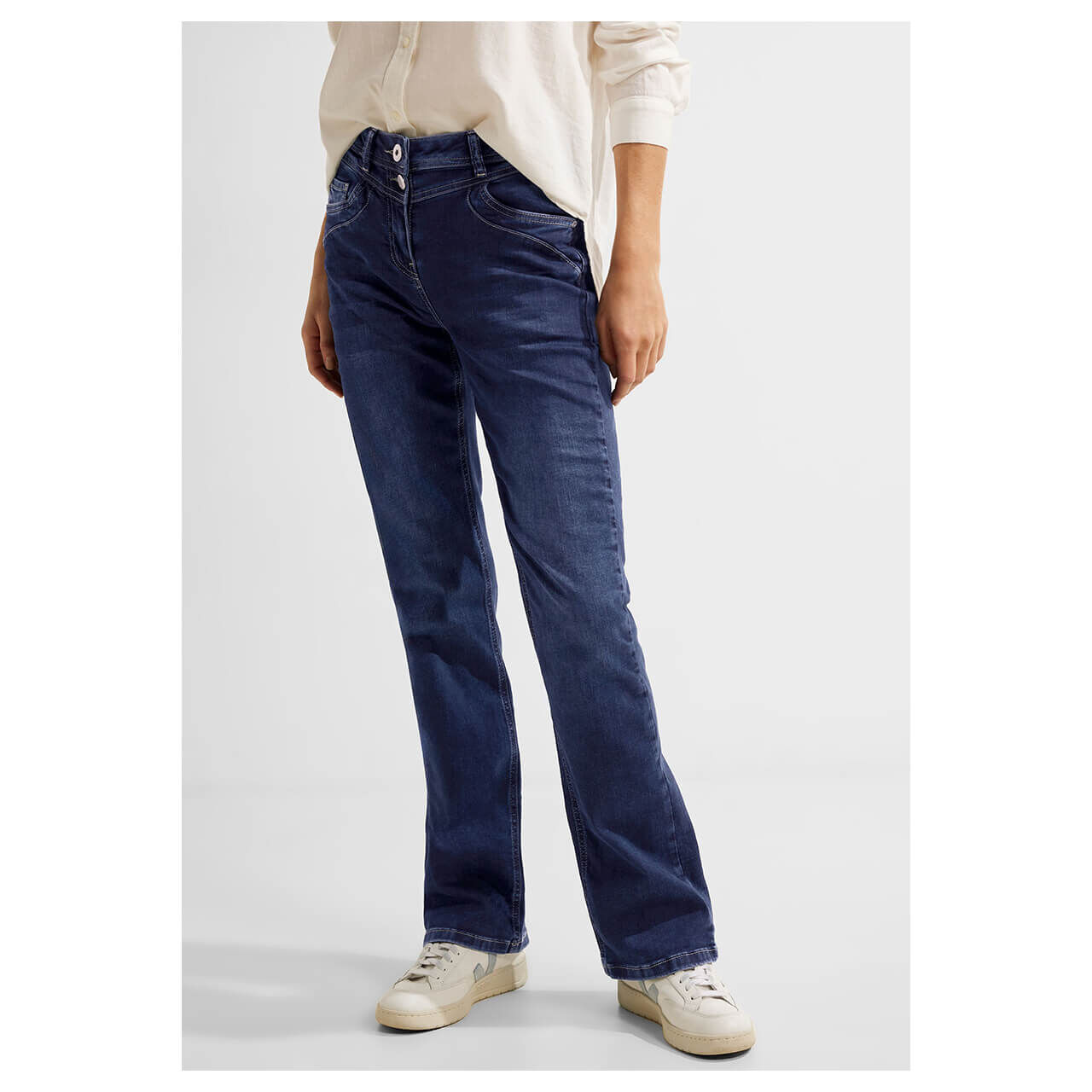 Cecil Toronto Bootcut Jeans mid blue washed