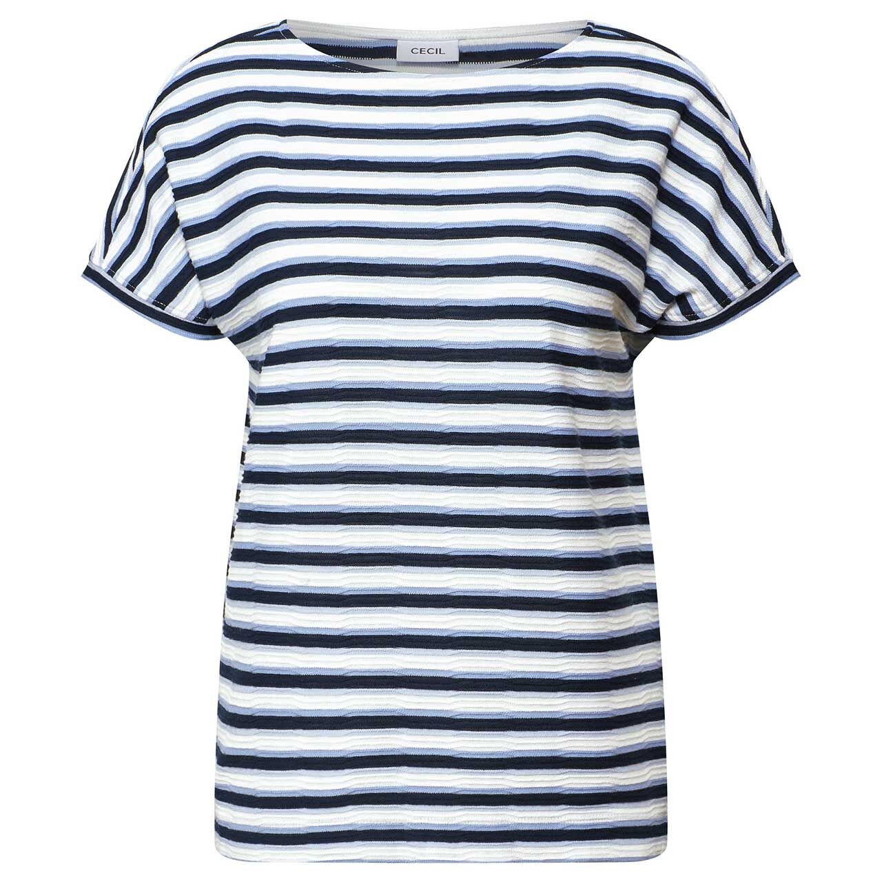 Cecil Damen T-Shirt Stripe Structure urban navy blue