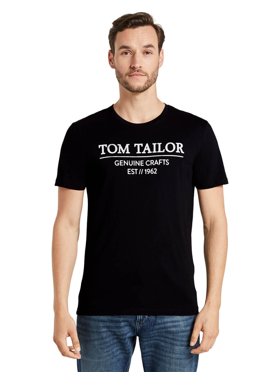 Tom Tailor T-Shirt für Herren in Schwarz mit Print, FarbNr.: 29999