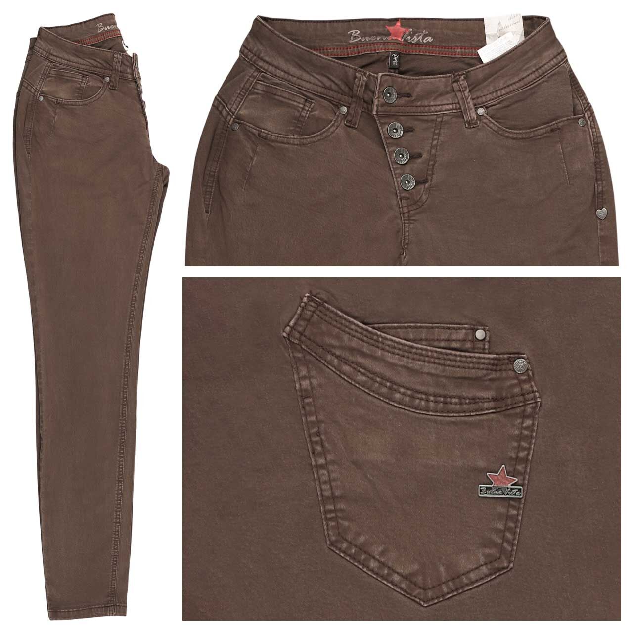 Buena Vista Malibu Cropped Summer Stretch Twill Ankle Baumwollhose kaffee