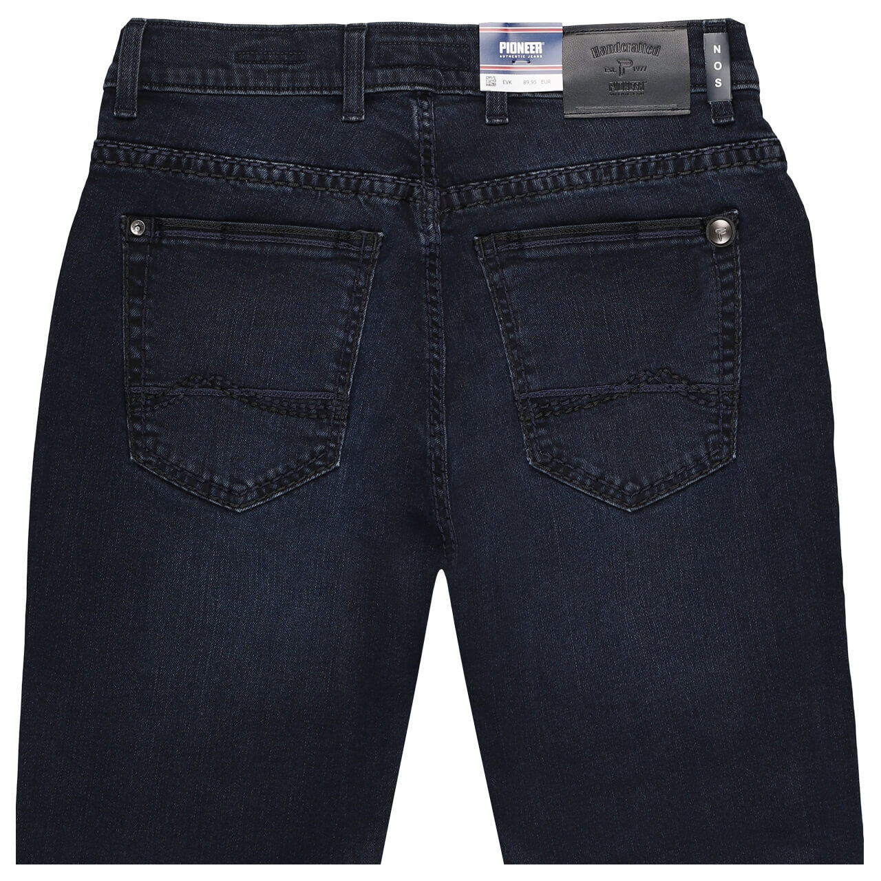 Stretch Herrenjeans Rando in Dunkelblau angewaschen von Pioneer, Rückansicht