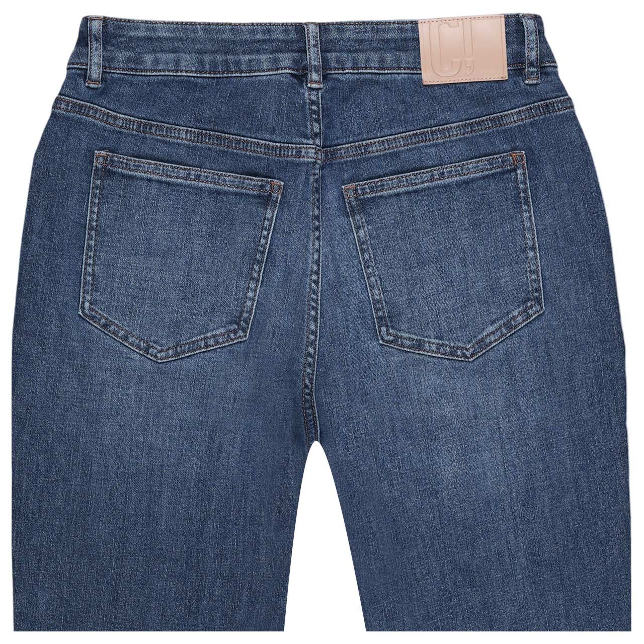 Stretch Damen 7/8 Jeans Jade Easy Kick von Comma in Blau angewaschen, detaillierte Rückansicht