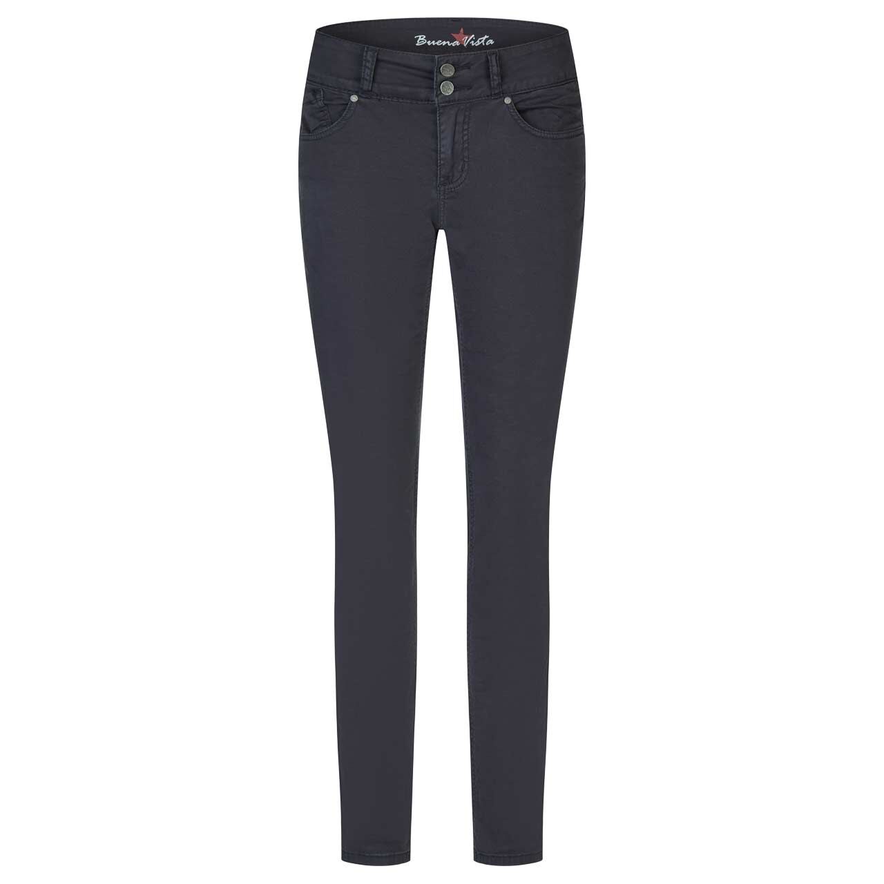 Damen Baumwollhose Tummyless Stretch Twill von Buena Vista in Dunkelblau, Vorderansicht