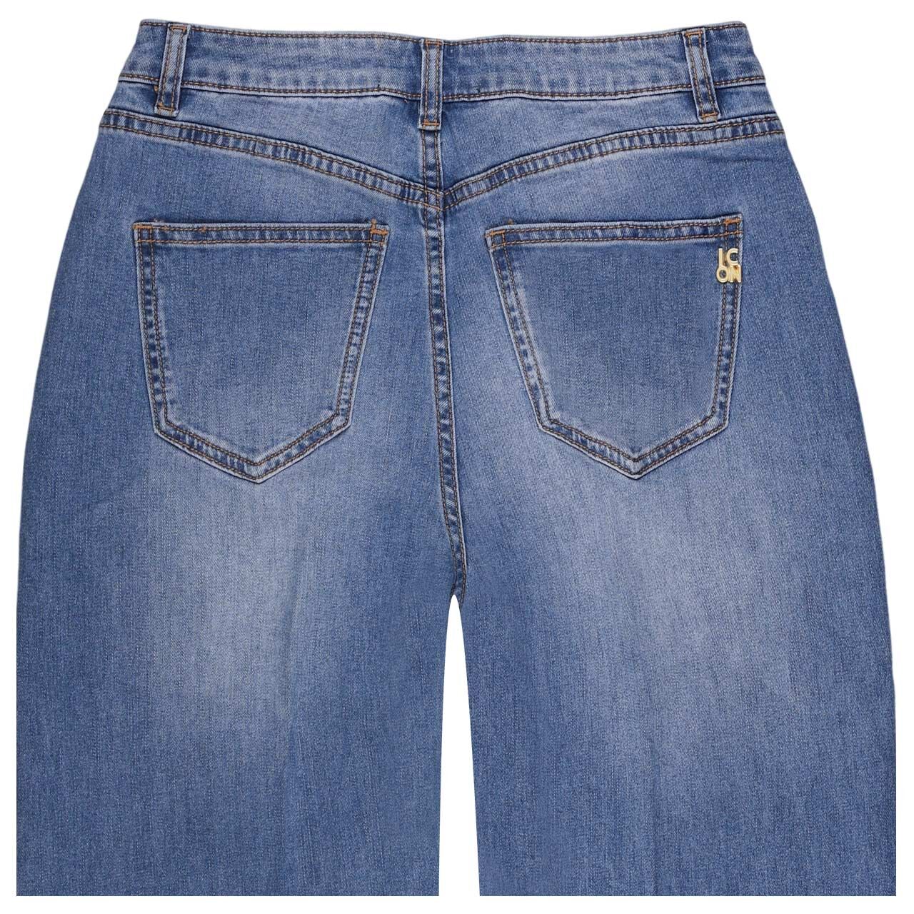 Damen 7/8 Jeans Long Beach Slit von Senoritas ICON in Blau angewaschen, Rückansicht