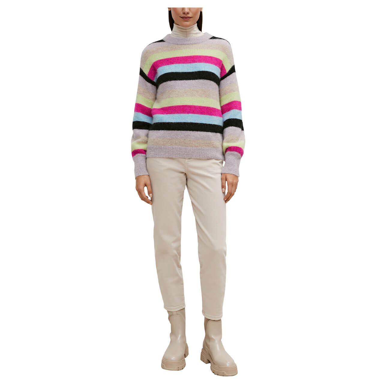Comma Damen Pullover lilac pink stripes