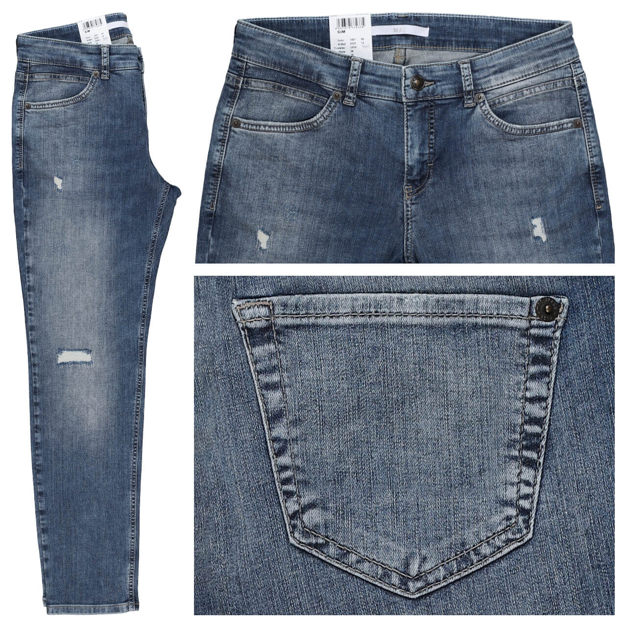 MAC Slim Jeans river blue destroyed