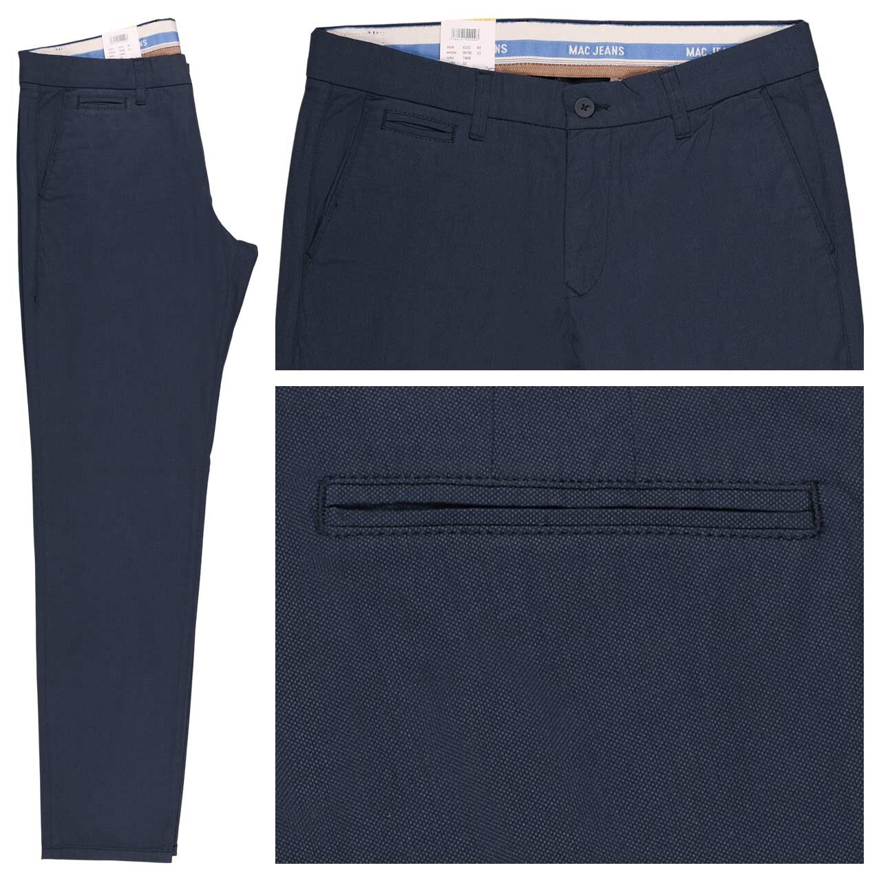 MAC Lennox Chino Baumwollhose dark indigo printed