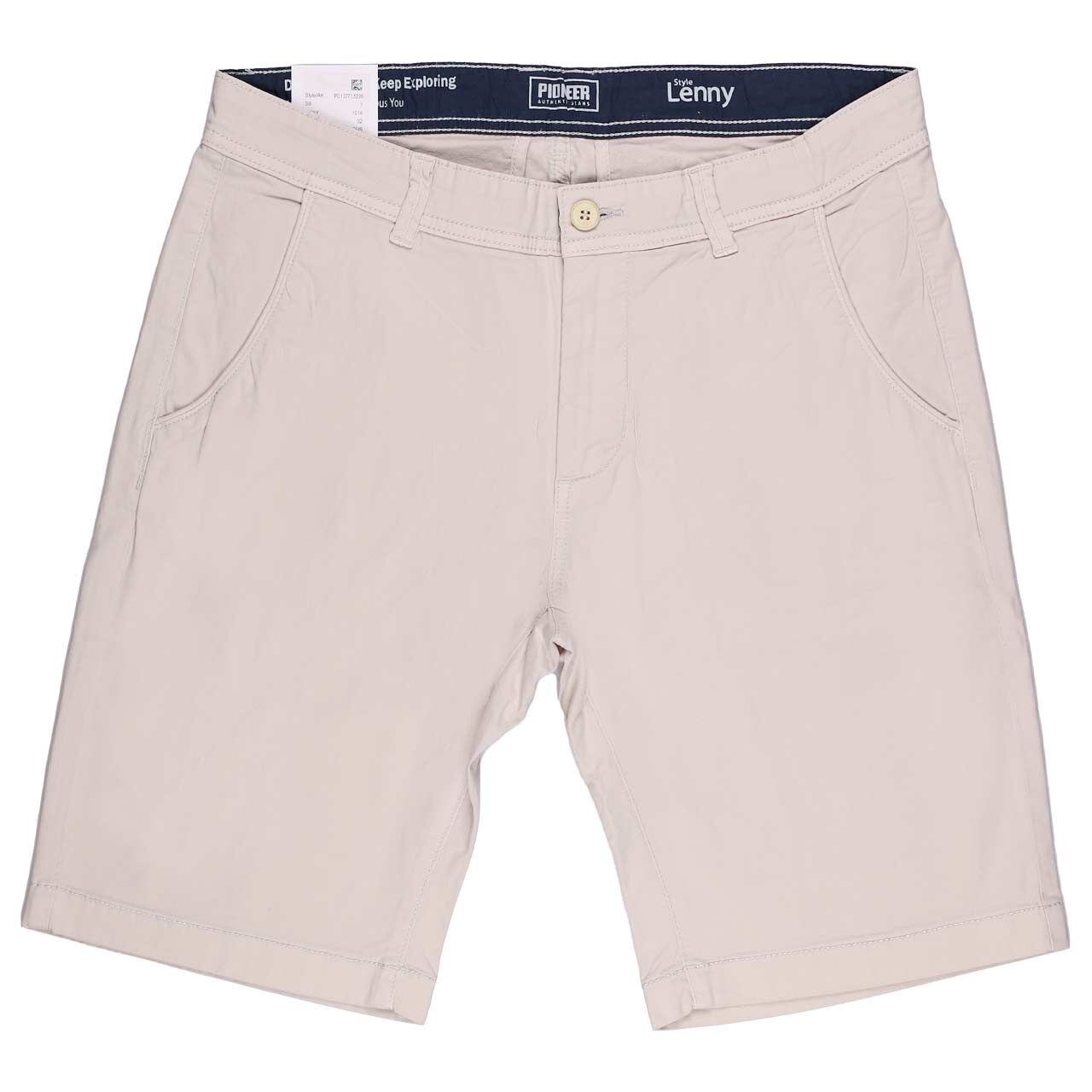 Stretch Herren Chino Baumwoll Bermuda Lenny in Beige von Pioneer, Vorderansicht