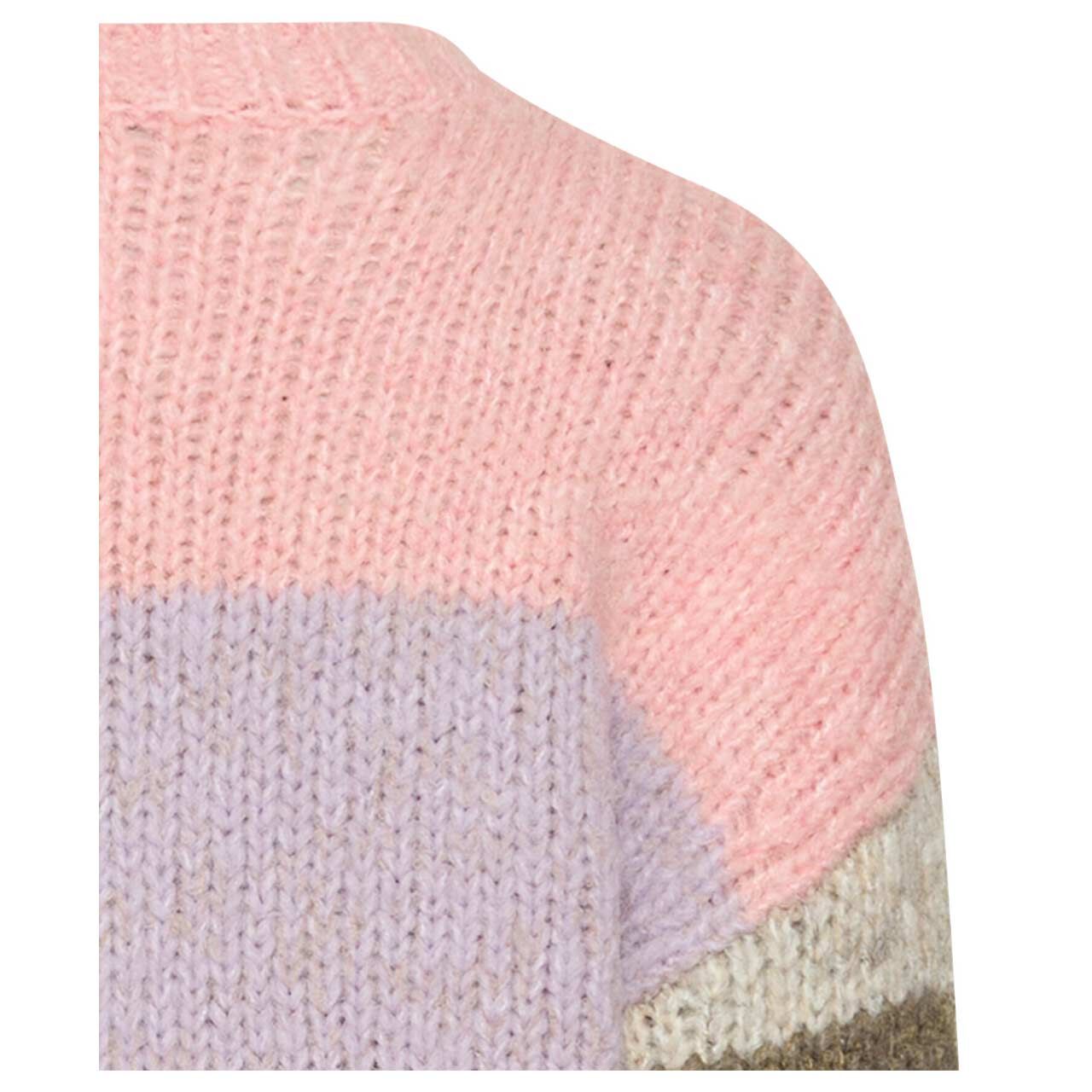 Damen Pullover von Camel active in Rosa gestreift, detaillierte Rückansicht
