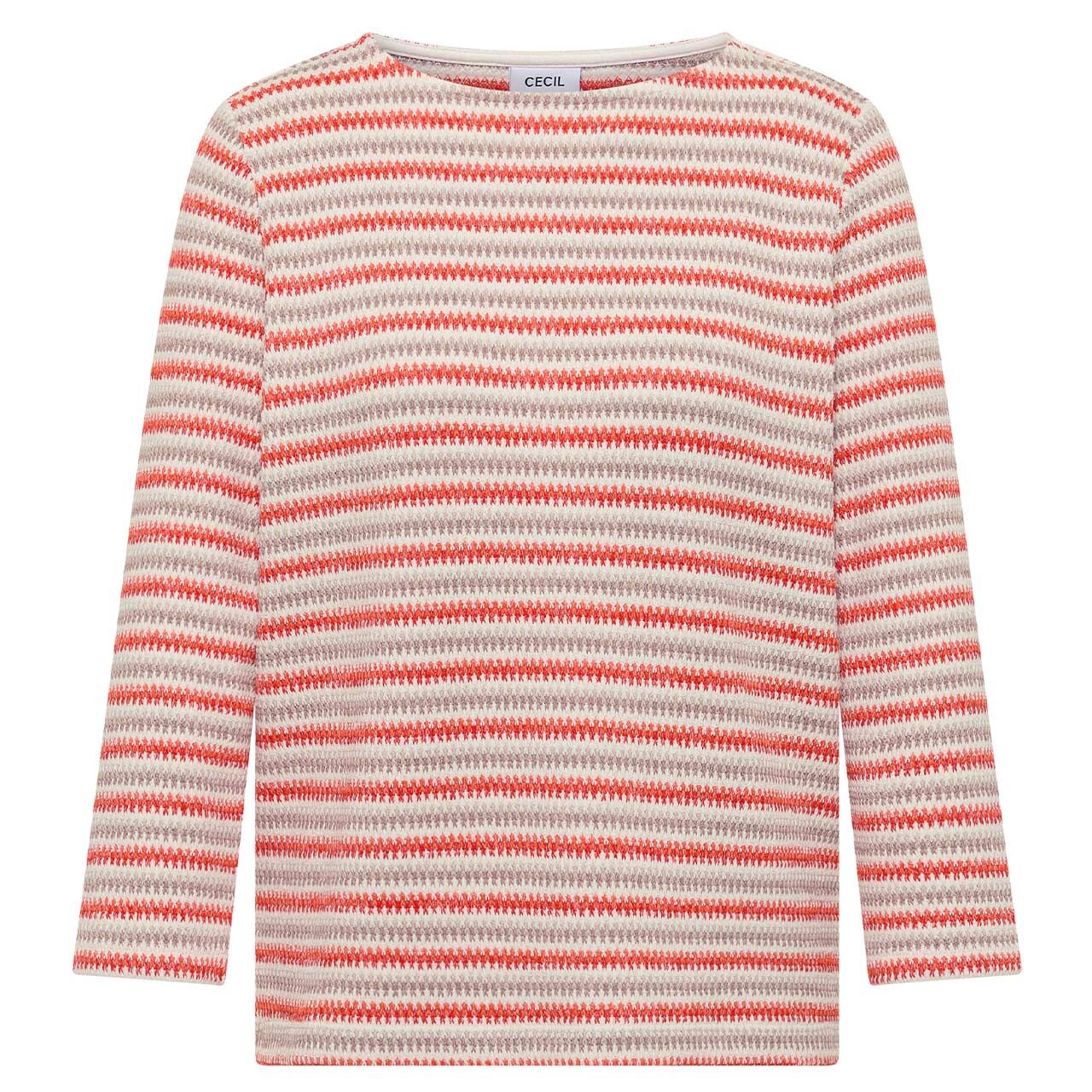 Cecil Damen 3/4 Arm Shirt Multi Stripe Knit cherry tomato orange