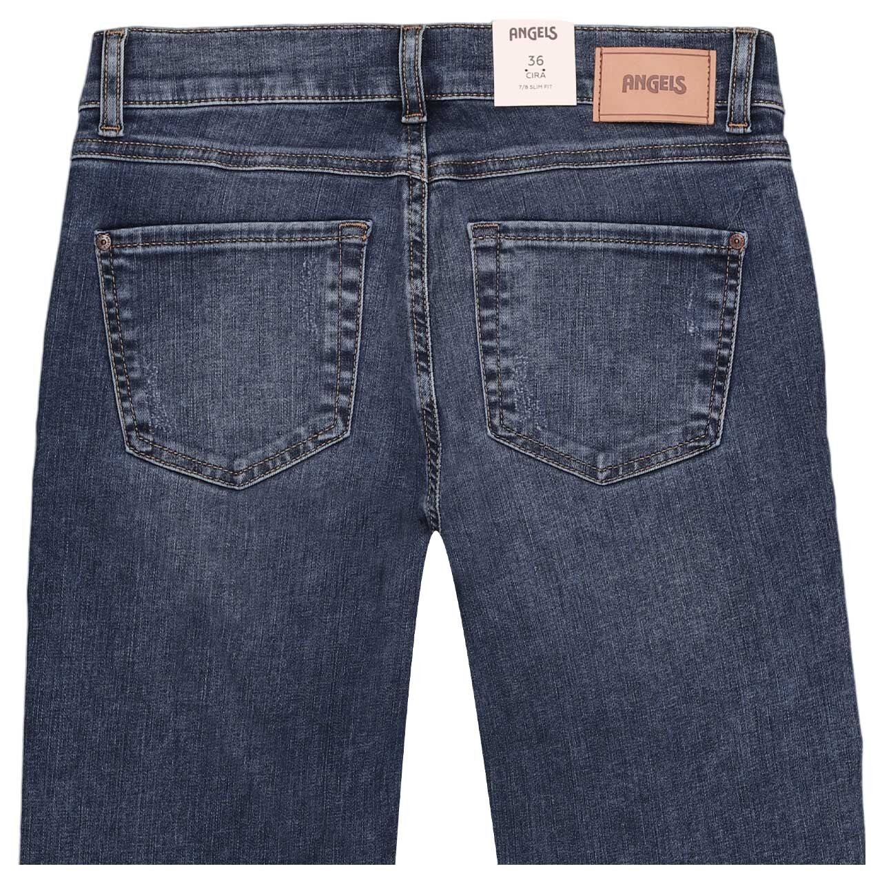 Stretch Damen 7/8 Jeans Cira von Angels in Blau verwaschen mit Destroyed-Effekten, detaillierte Rückansicht