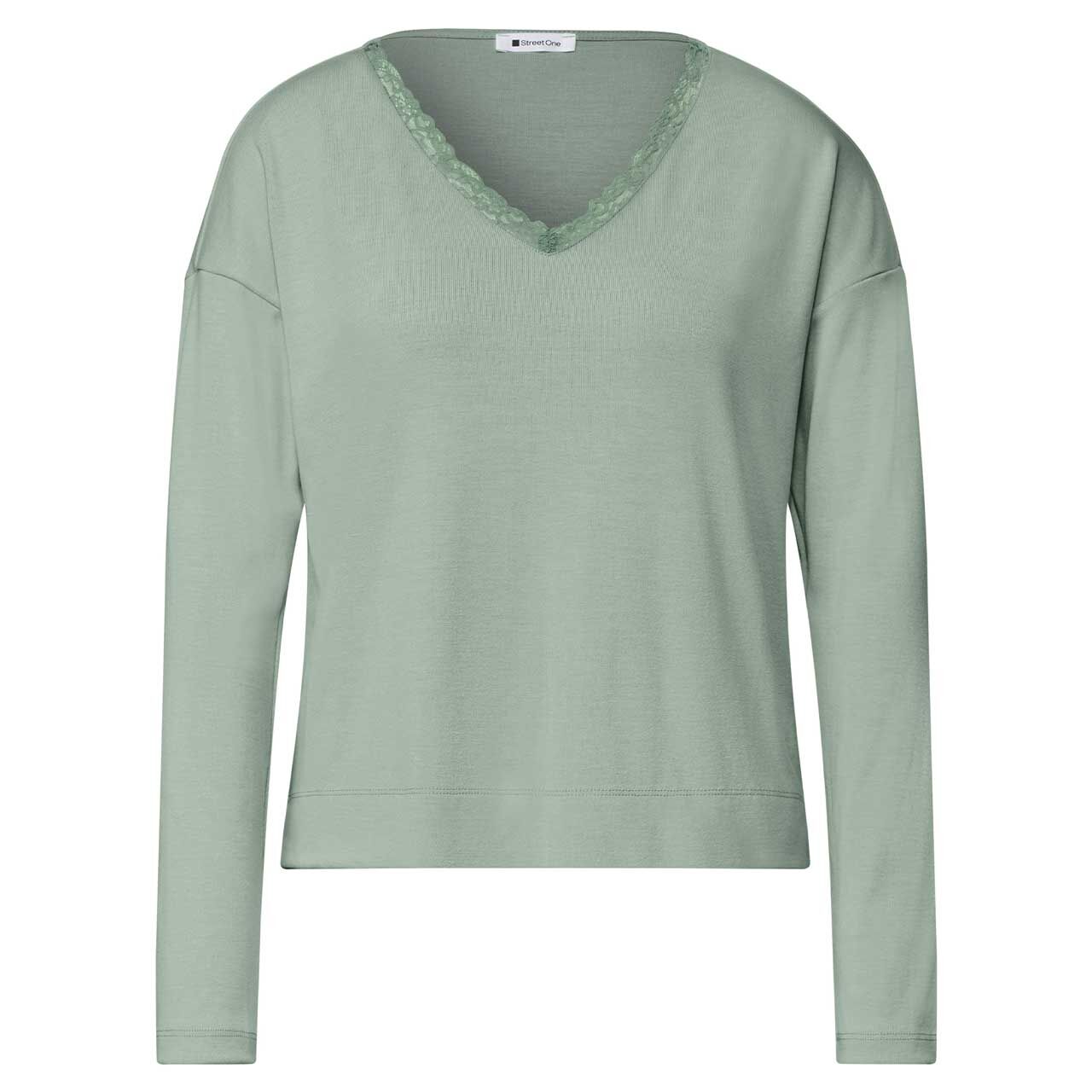 Street One Damen Langarm Shirt Soft Lace Collar eucalyptus green