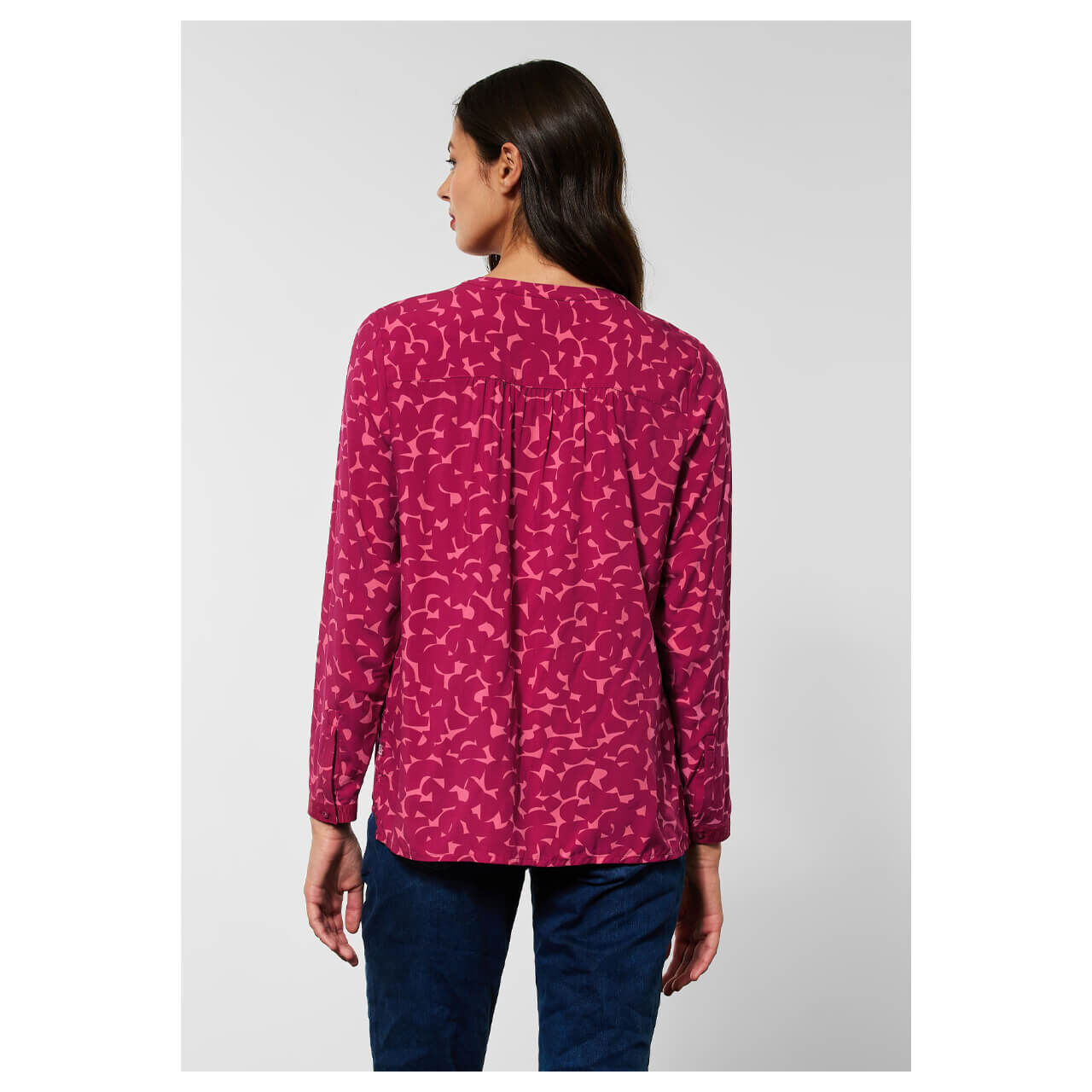 Street One Buttoned Print Damen Bluse woody rose