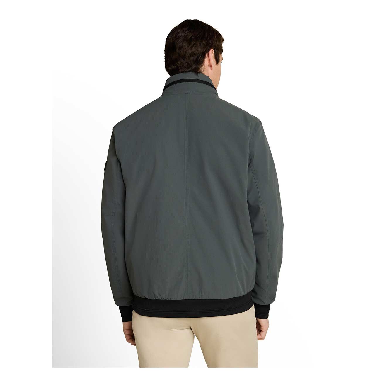 Herren Jacke Transseasonal Blouson von Tom Tailor in Olivgrün, Rückansicht am Modell