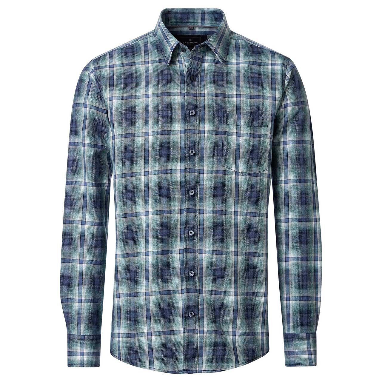 Casa Moda Herren Langarm Hemd aqua blue checked
