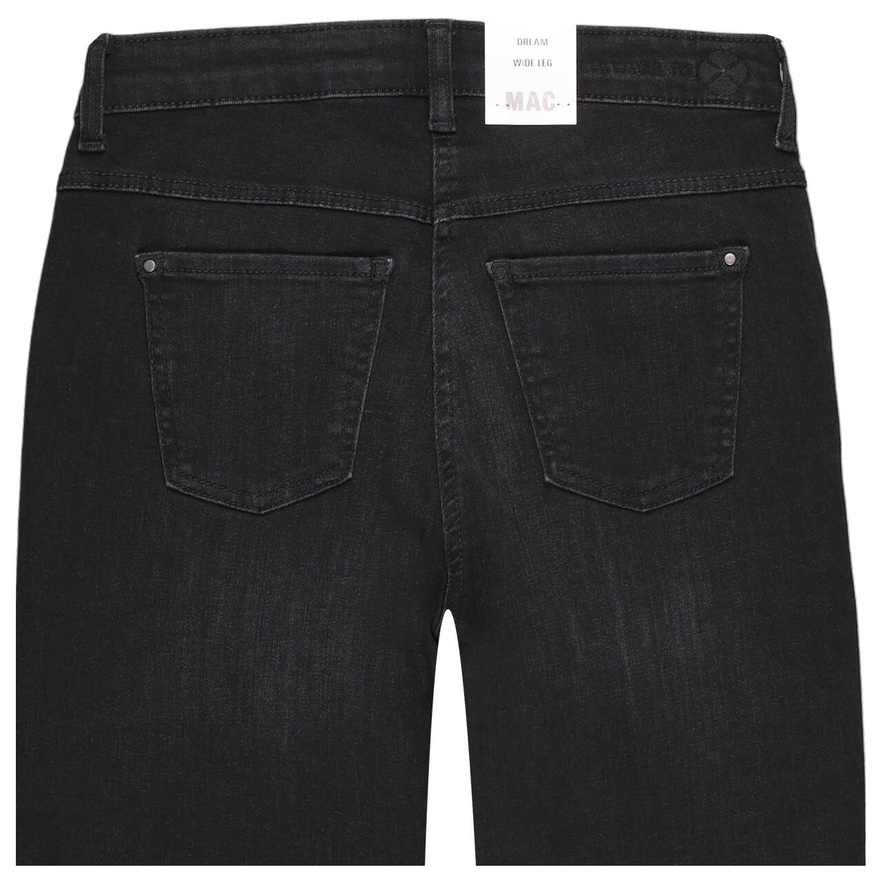 Stretch Damenjeans Dream Wide von MAC in Dunkelgrau angewaschen, detaillierte Rückansicht