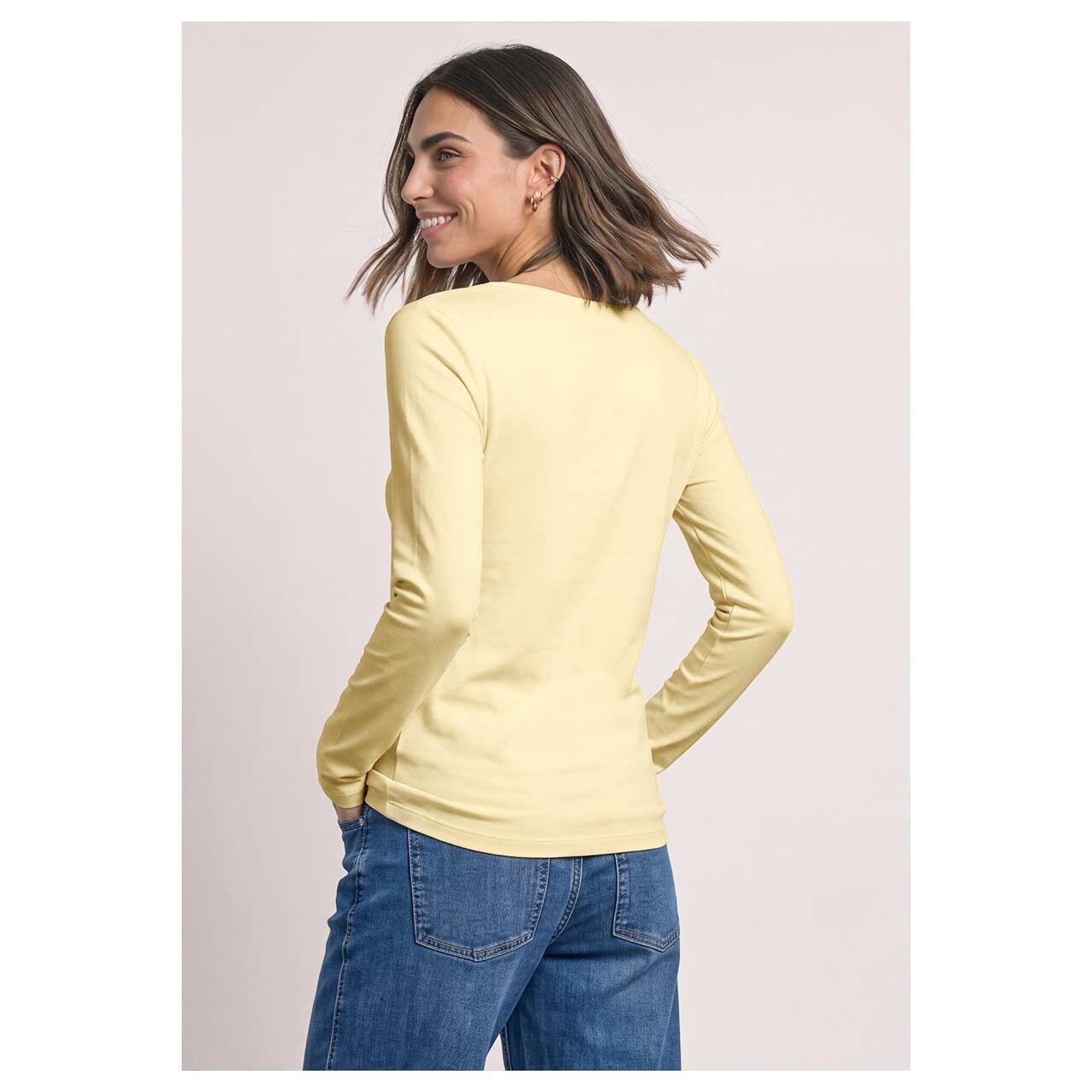 Damen Langarm Shirt Lanea von Street One in Gelb, Rückansicht am Model