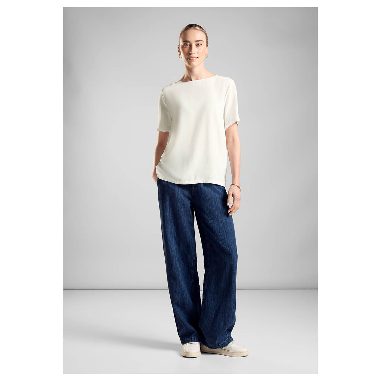 Street One Damen T-Shirt Mat-Mix off white crossed straps