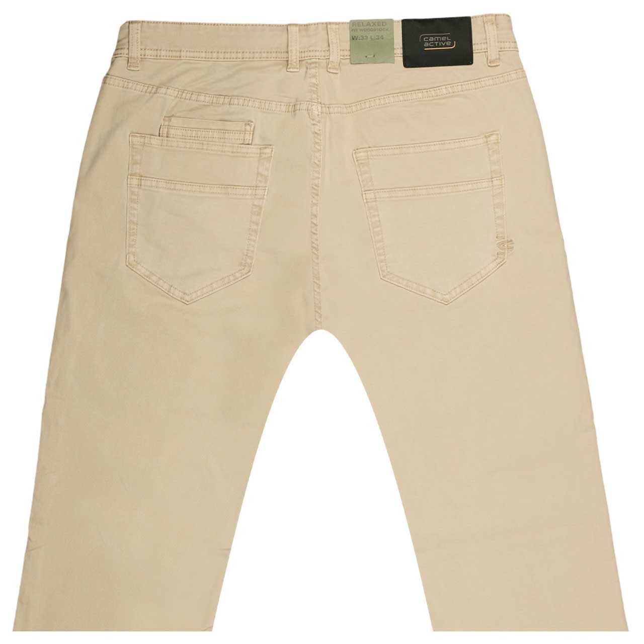 Stretch Herren Baumwollhose Woodstock von Camel active in Beige, detaillierte Rückansicht