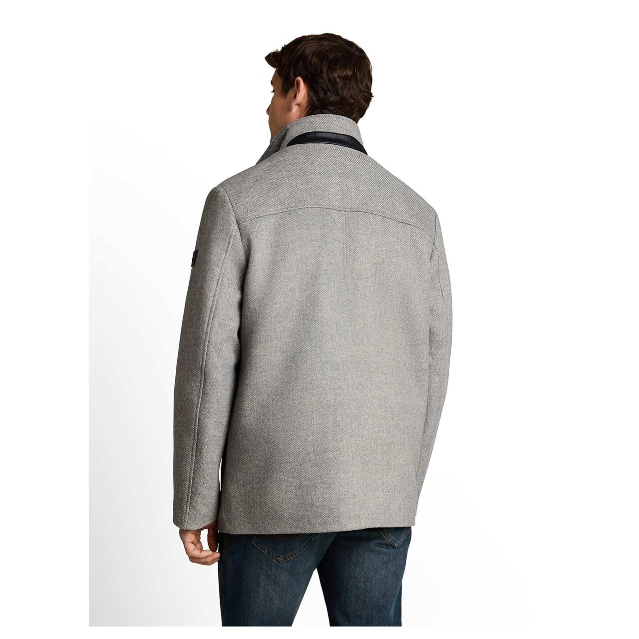 Herren Mantel Wool Coat 2 in 1 von Tom Tailor in Grau meliert, Rückansicht am Model