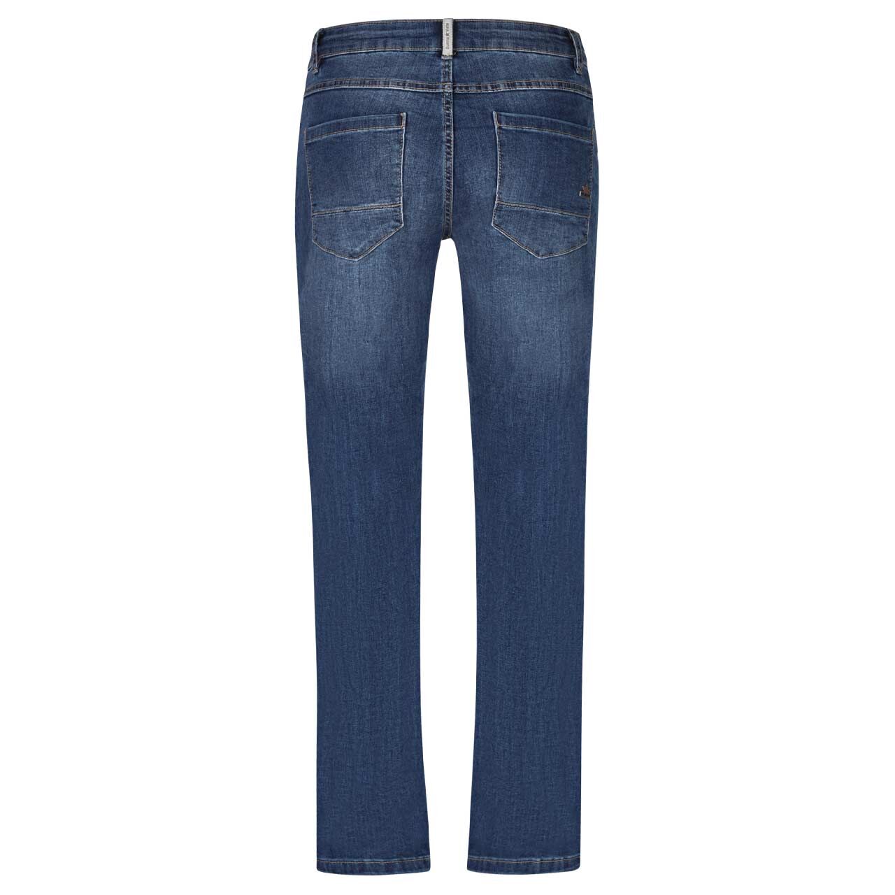 Damen Ankle Jeans Anna C Straight Cropped Stretch Denim von Buena Vista in Blau angewaschen, Rückansicht