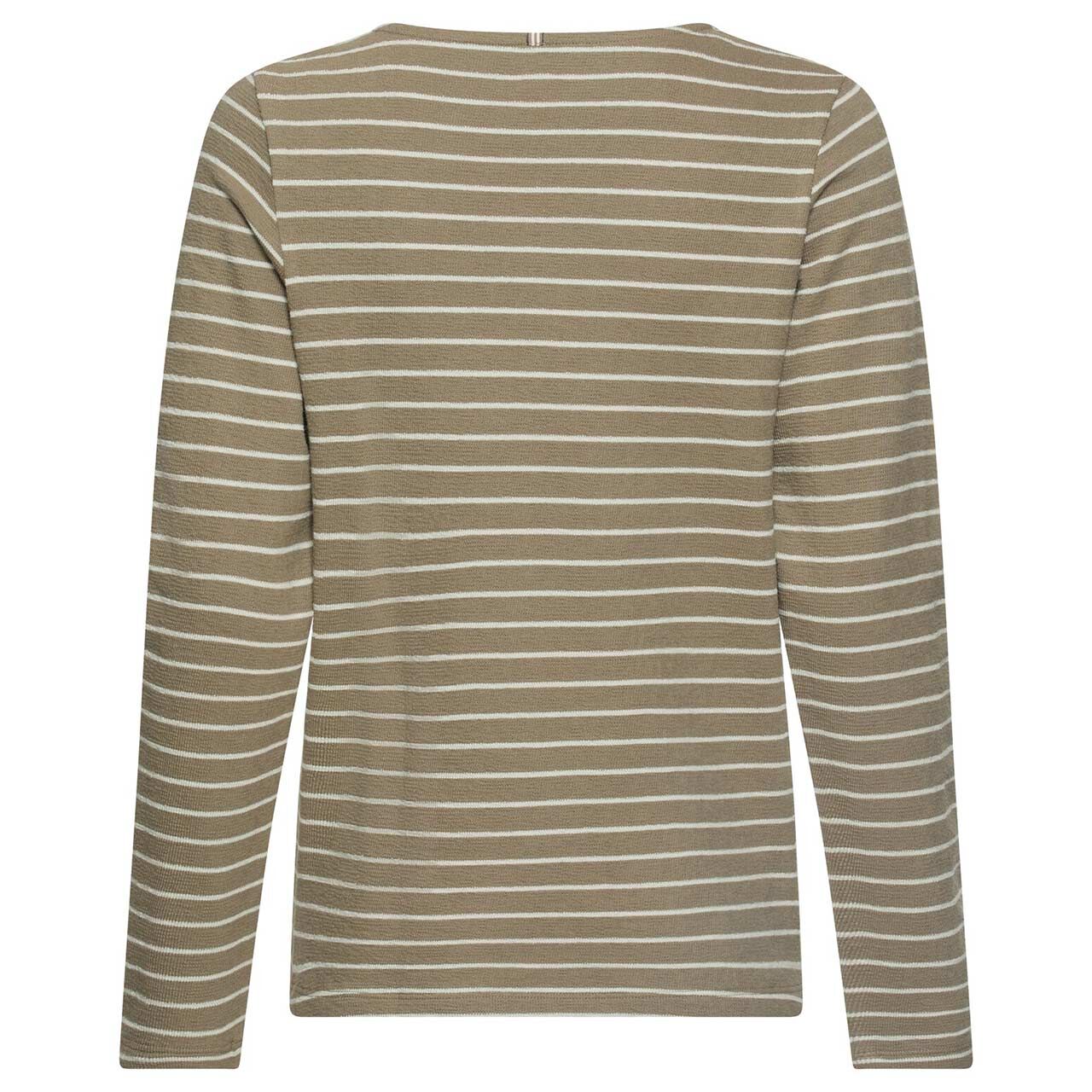 Damen Langarm Shirt von Camel active in Salbeigrün gestreift, Rückansicht