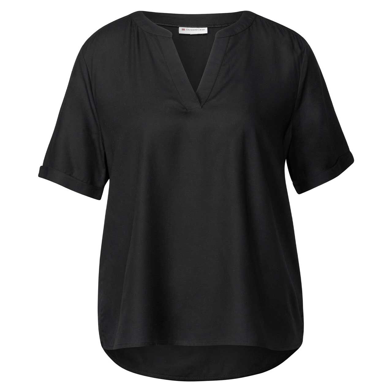 Street One Damen Kurzarm Bluse Splitneck classic black Street One Damen Kurzarm Bluse Splitneck classic black