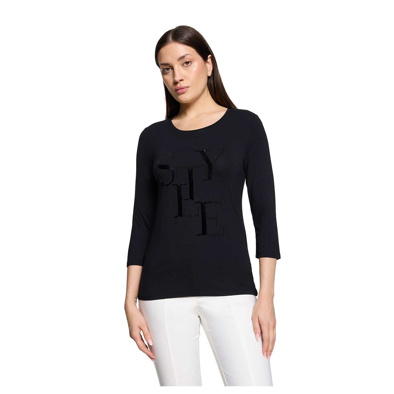 Damen 3/4 Arm Shirt von Betty Barclay in Schwarz mit Strass, Vorderansicht am Model