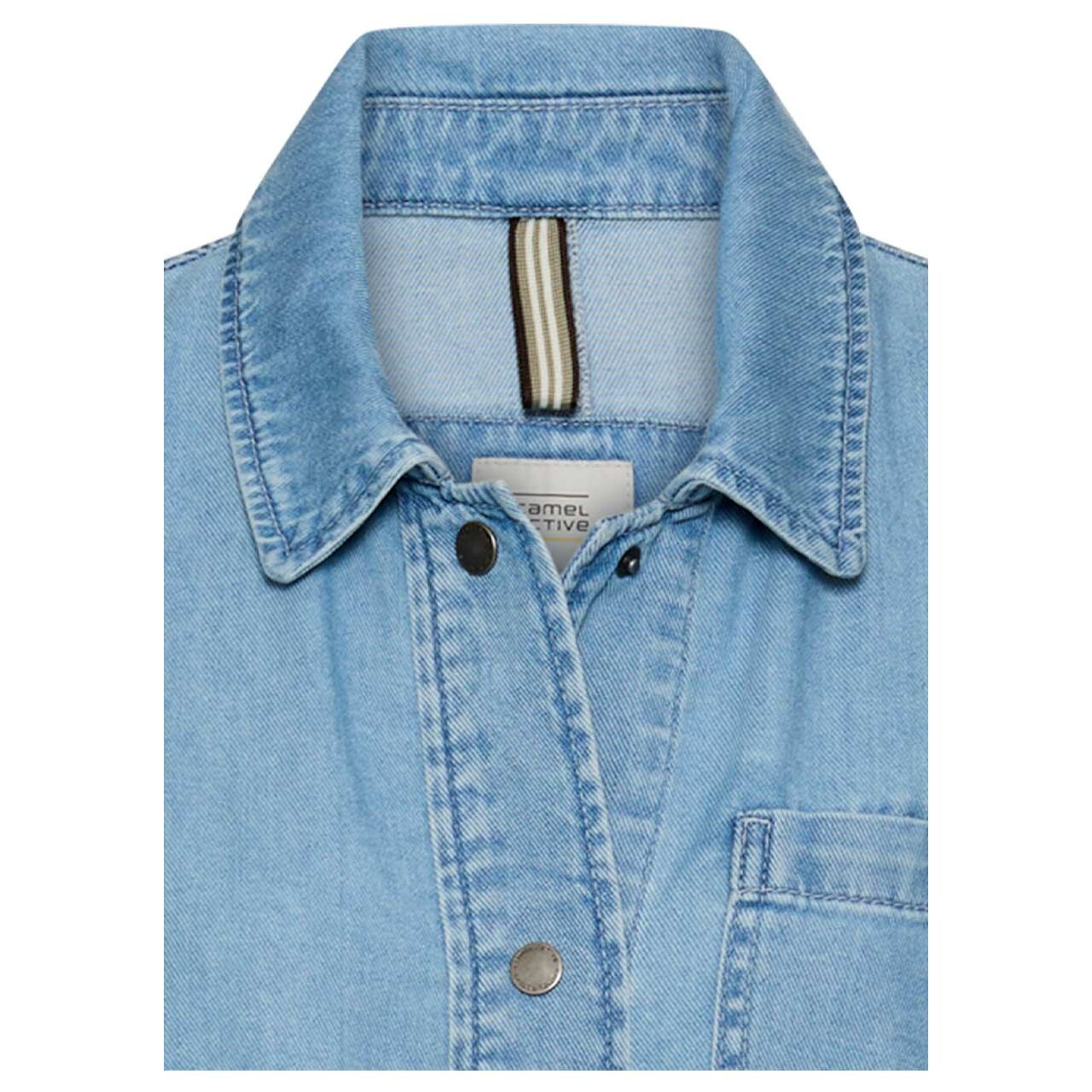 Damen Hemdjacke von Camel active in Hellblau angewaschen, detaillierte Vorderansicht